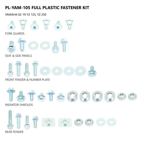 Plastikschrauben-Kit UFO Passend FüR Yamaha YZ 125 02-21/YZ 250 02-21.-image