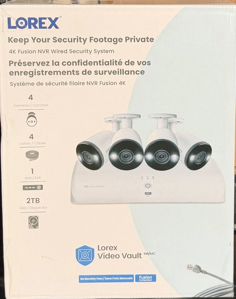 Lorex Fusion 4K 2TB NVR 4 4K Deterrence Spotlight Wired Cameras Security System