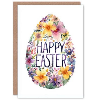 Glückwunschkarte Frohe Ostern - Aquarell Blumenei, innen leer