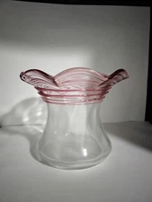 Antique STEUBEN Rose Threaded Art Glass Vase.  SIGNED.  1930'S.