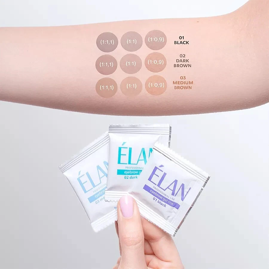 Elan 02 dark brown Eyebrow gel tint + oxidant + argan oil cream (10+10+5 pcs.) - Image 2 of 3