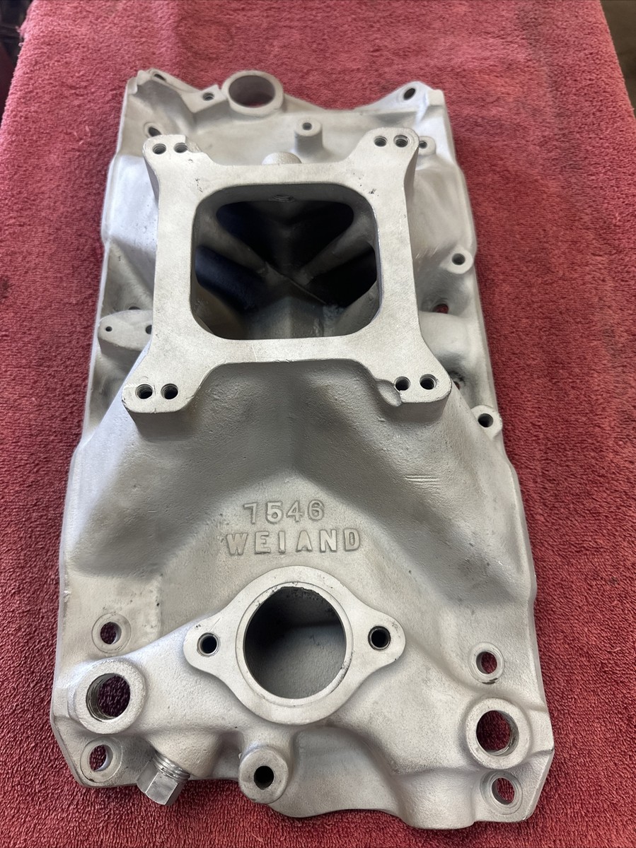 Vintage Weiand 7546 SBC Chevy Aluminum INTAKE MANIFOLD 350