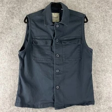 Produkt Jacket Vest Mens Large Blue Twill Cotton Button Hipster Utility Stretch