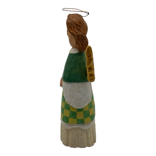 Vintage Angel Figurine Folk Art Hand Carved Hand Painted 9.5” T Signed 2002 - Picture 10 of 13