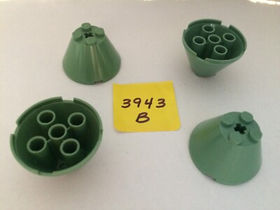 LEGO (4x pcs) LOT Cone 4 x 4 x 2 with Axle Hole [Plain] item 3943b QTY ...