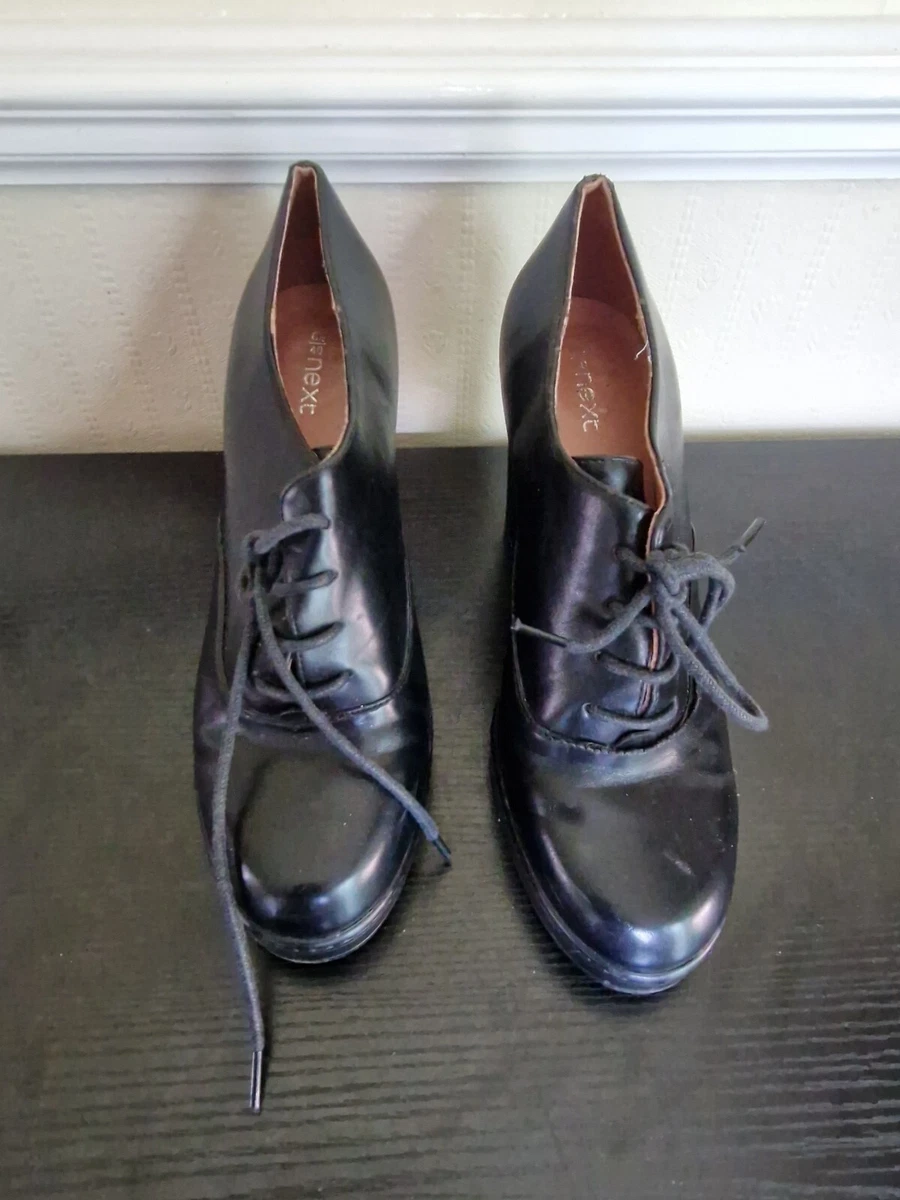 NEXT SMART BLACK LACE UP LADIES LEATHER HEELS SHOE UK SIZE 6.5 EU 39.5