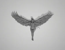 3d Model Stl File for CNC Router Laser and 3D Angel with Eagle Wings Model