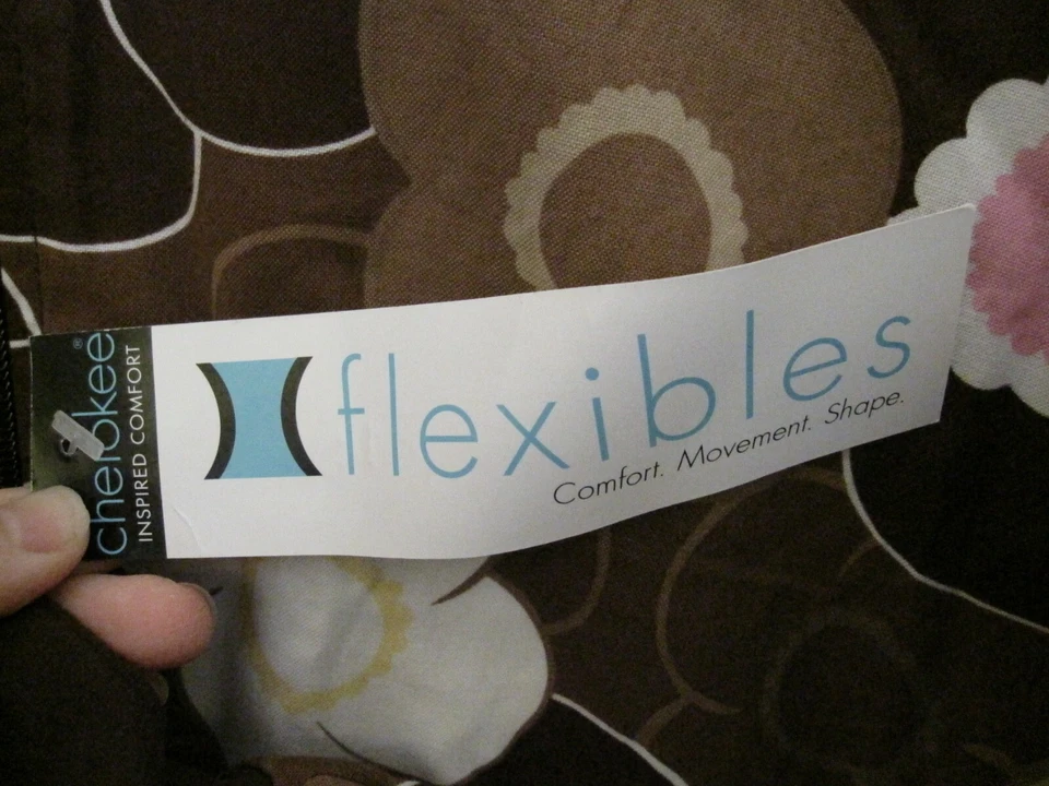 Cherokee Flexibles Women's Zip Front Warm-Up Jacket Floral Brown 5XL New - Image 4 of 4