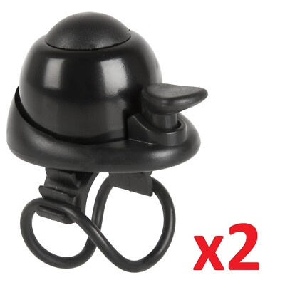 2x Fahrradklingel - schwarz - Mini Dome - umlaufender Gummi O-Ring Fix - 360° drehbar