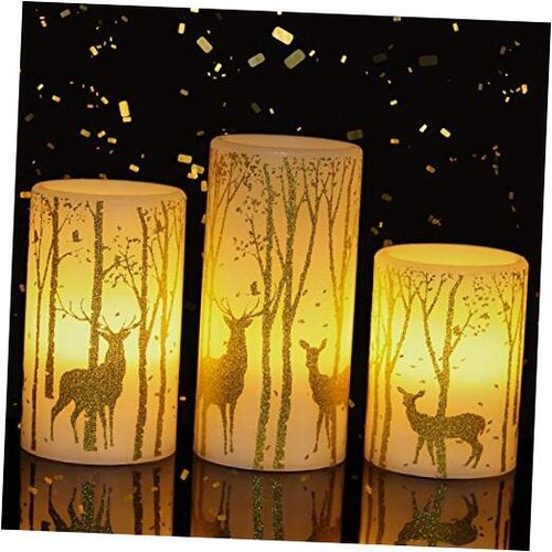  Flickering Flameless Candles Battery Operated with 6 Hours Timer, Real Deer - Picture 1 of 7