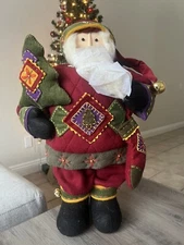 Old World Santa Primitive Country Doll 19" Handcrafted Fleece Christmas Statue