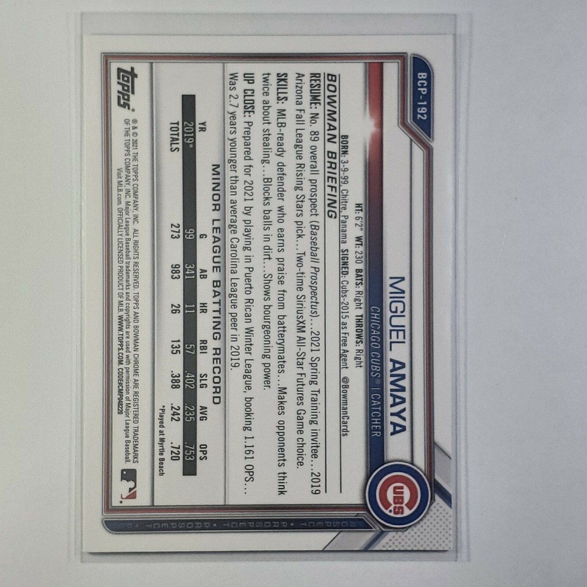 Miguel Amaya - 2021 Bowman Chrome Mega Box - Mojo Refractor BCP