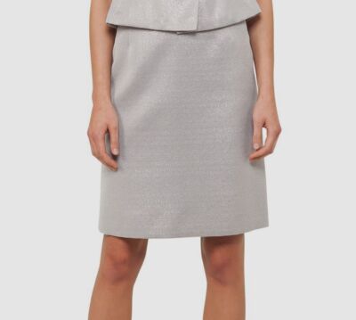 $495 Akris Punto Women's Silver Metallic A-Line Skirt Size US 10