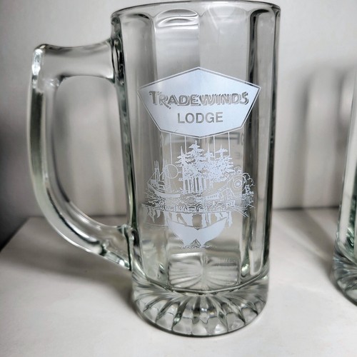 Lot of 3 - Tradewinds Lodge Fort Bragg Mendocino CA Vintage Glass Coffee Mugs - Picture 2 of 9