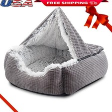 Orthopedic 2 in 1 Cave Dog Bed W/ Non-Slip Waterproof Bottom Small Dogs New