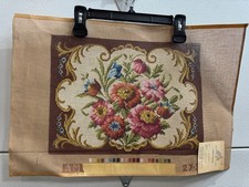 Vintage Margot de Paris Floral Medallion Needlepoint Canvas   Imported by Selma