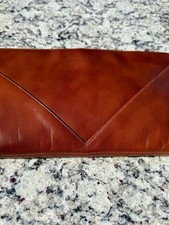 Vintage Brown Leather Envelope Clutch Purse