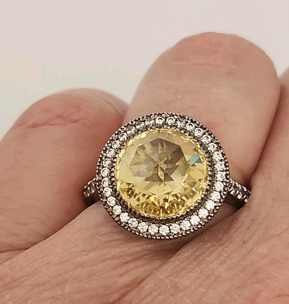 DAZZLING JEAN DOUSSET 925 STERLING CANARY YELLOW CUBIC ZIRCONIA