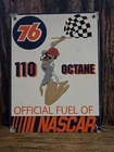 VINTAGE 76 110 OCTANE PORCELAIN SIGN OFFICIAL FUEL OF NASCAR  16"×10"