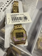 Casio LA680WGA-4C Women's Vintage Floral Gold Tone Alarm Chrono Digital Watch