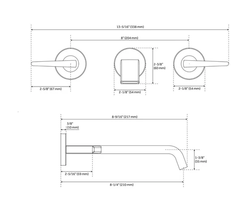 Signature Hardware SHWSCDR207ZBN Drea 1.2 GPM Wall Mounted Bathroom Faucet BN - Picture 5 of 11
