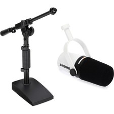 Shure MV7 Hybrid Podcast Microphone with Mic Stand - White