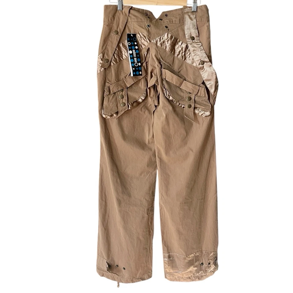 Pantalones De Colección Miss Me Deadstock Talla M Tiro Bajo Bronceado Carga Satén Rave Y2K Foto 2 de 4