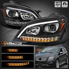 Black Fit 2009-2011 Mercedes Benz W164 ML320 LED Sequential Projector Headlights