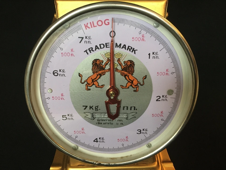 Ancienne BALANCE DE COMMERCE Thaïlandaise 7 Kilos Double Cadran Plateau Amovible - Photo 2/4