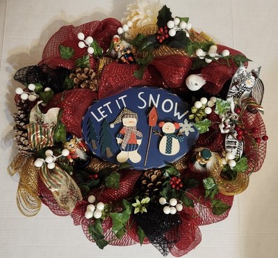 FREE Any Occasion Vibrant Colorful LET IT SNOW Beautiful 22'' Deco Mesh Wreath