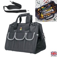 19in Portable Multifunctional Tool Bag Heavy Duty Storage Case w/ Shoulder Strap