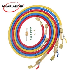 HVAC Hoses 3colors 1/4''SAE Thread AC Refrigerant Charging Hose with Ball Valve