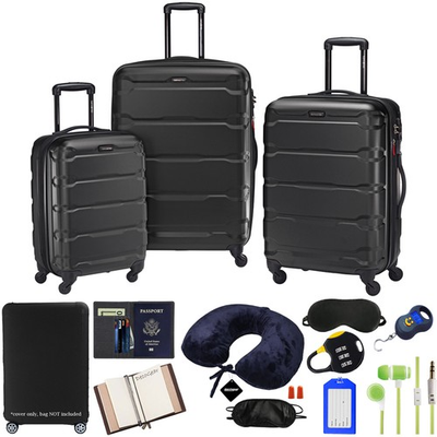 #ad Samsonite Omni Hardside Nested 3pc. Luggage Set Black w 10pc Accessory Kit $259.00