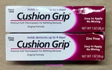 Cushion Grip Soft Thermoplastic Denture Adhesive - 1 oz - SEALED - 2-PACK