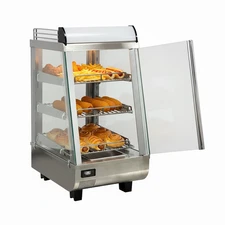 3-Tier Commercial Food Warmer Display Case Countertop Heated Pizza Cabinet