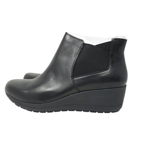 Easy Spirit Corby Wedge Chelsea Ankle Booties Boots Black Leather 12W - Picture 3 of 13