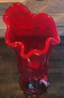 Fenton Lily of the Valley Ruby Swung Vase Rare Has Its Original Tags