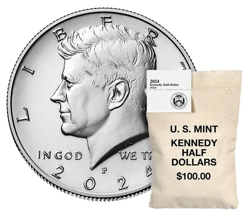 2024 P&D Kennedy Half Dollar 1 Mint Sewn bag of 200 coins Coins in Unopened box