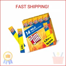 Slim Jim Smoked Meat Sticks, Mild Flavor, 6g Protein Per Serving, Snack Size, Lu