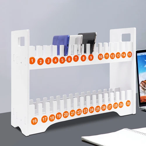 30-Grid Wooden Cell Phone Holder Desktop Organizer Storage Box for Classroom Off - Photo 3 sur 15
