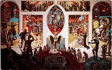 United Nations Security Council New York City NY Interior Mural Chrome Postcard