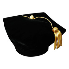 Endea Graduation Velvet Doctoral Tam with Four Sides and Gold Bullion Tassel