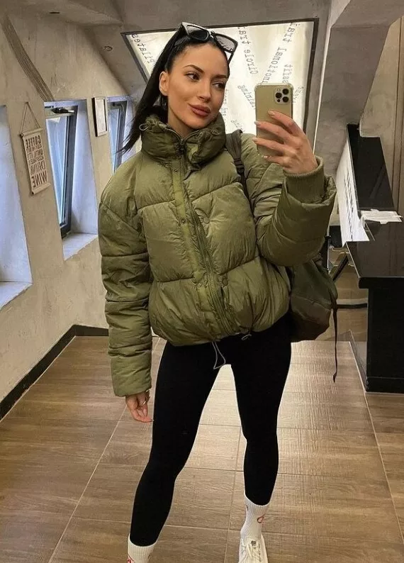 Khaki puffer sale