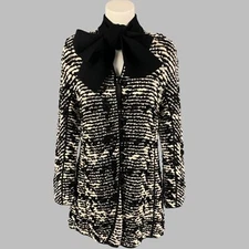 GIORGIO ARMANI Size 4 Black White Viscose Blend Buttoned Coat
