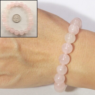 Dehnbares Armband 10 mm Rosenquarz Edelstein Perlen