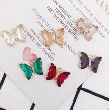 10pcs Crystal Butterfly Charm,Zircon Butterfly Pendant Connector,Jewelry Making