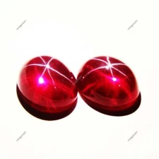 Extremely 16 Ct Certified 6 Rays Natural Star Ruby Cabochon Gemstone Pair