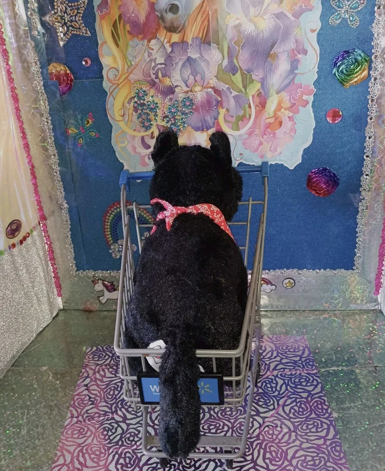 🦄Ganz /Webkinz "Black Wolf" HM700 w/Yellow Eyes Red Bandana Standing 10" Plush! - Image 4 of 4