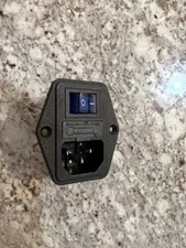 Blue Inlet Male Power Socket with Fuse Switch 10A 250V  IEC320 C14 