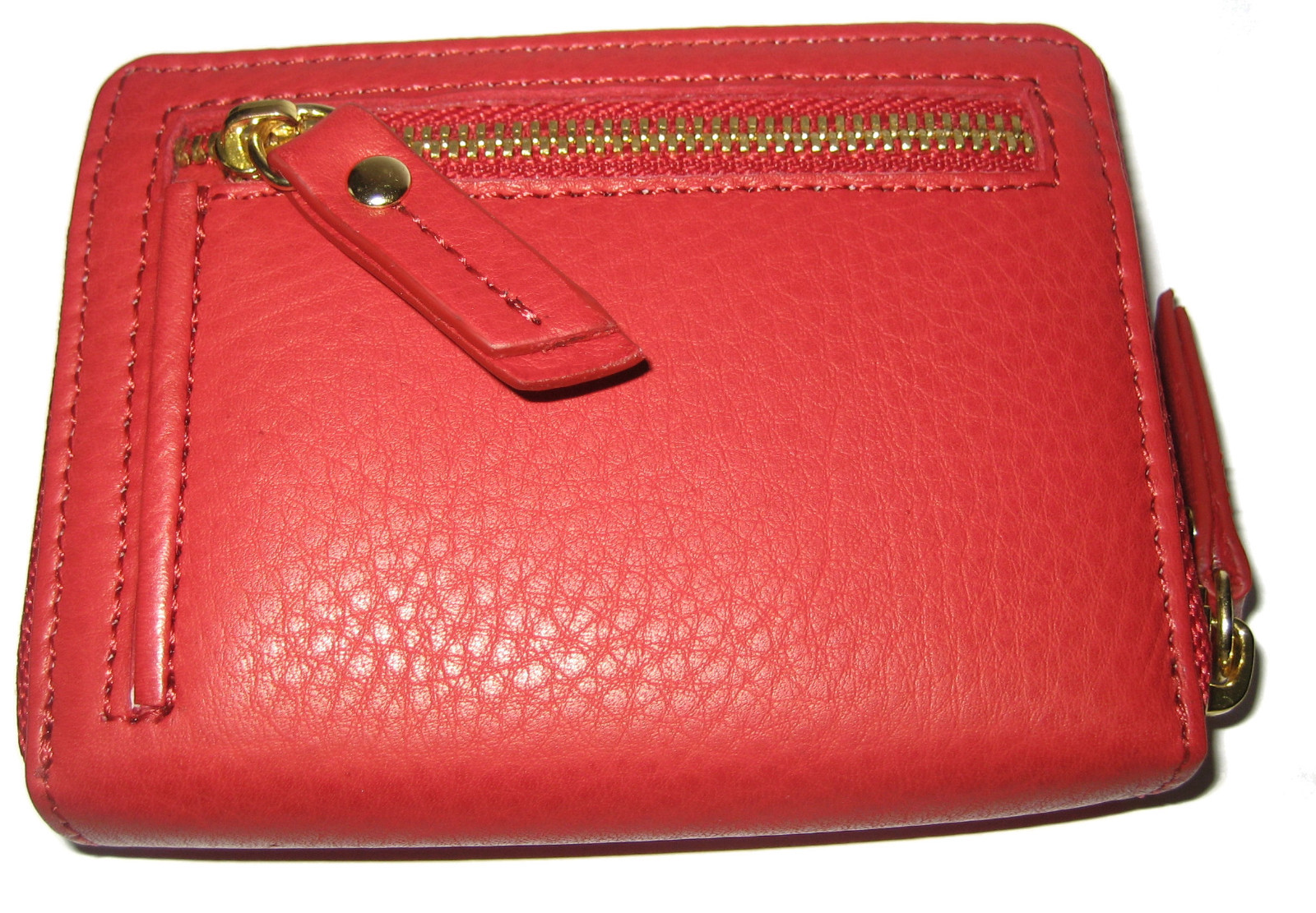 Red Concertina Card Purse Zip Around Leather Credit Card Holder 71207